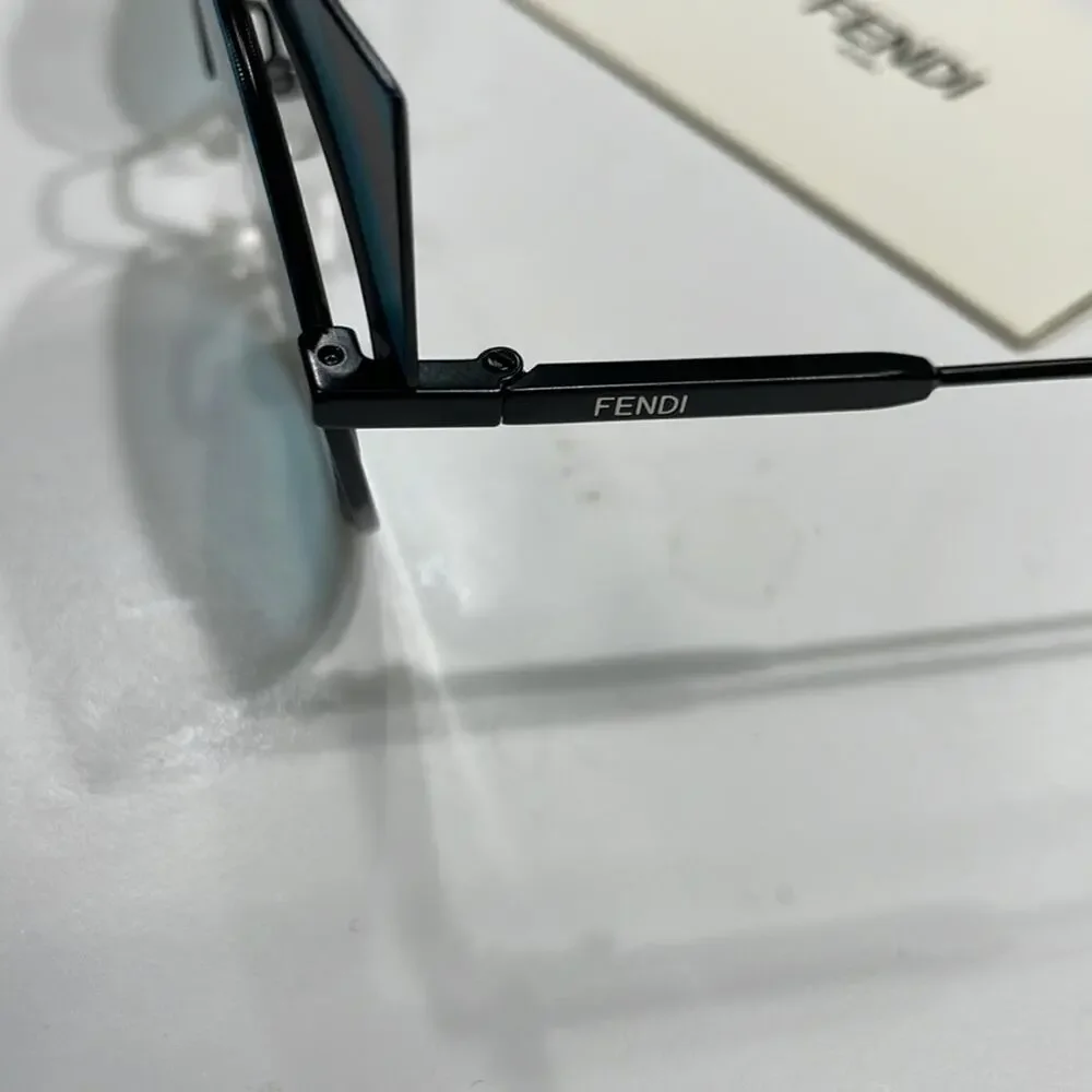 Fendi 53mm Cat Eye Sunglasses black and blue stripes